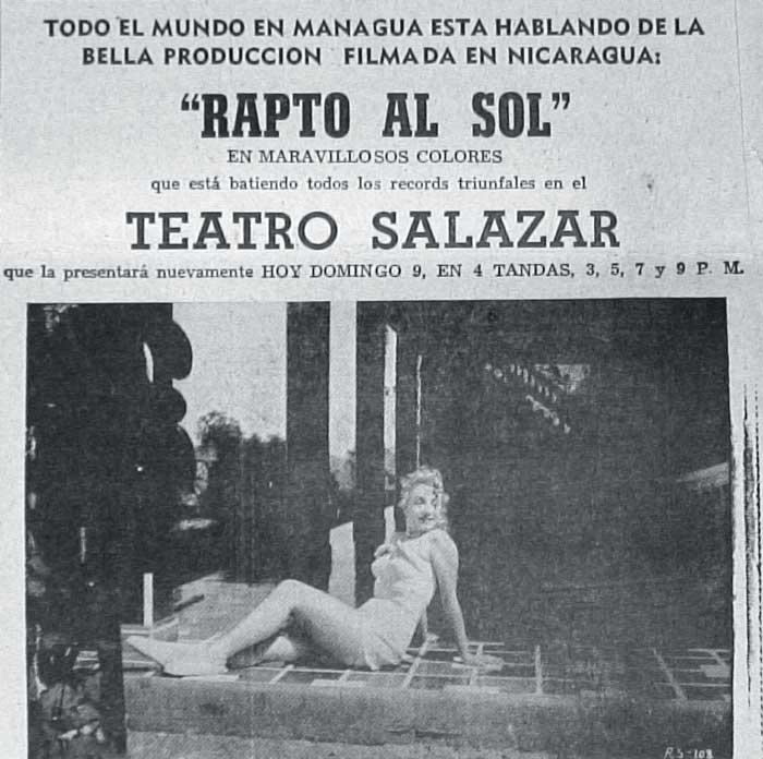 Afiche de la cinta mexicana Rapto al sol, grabada en Nicaragua
