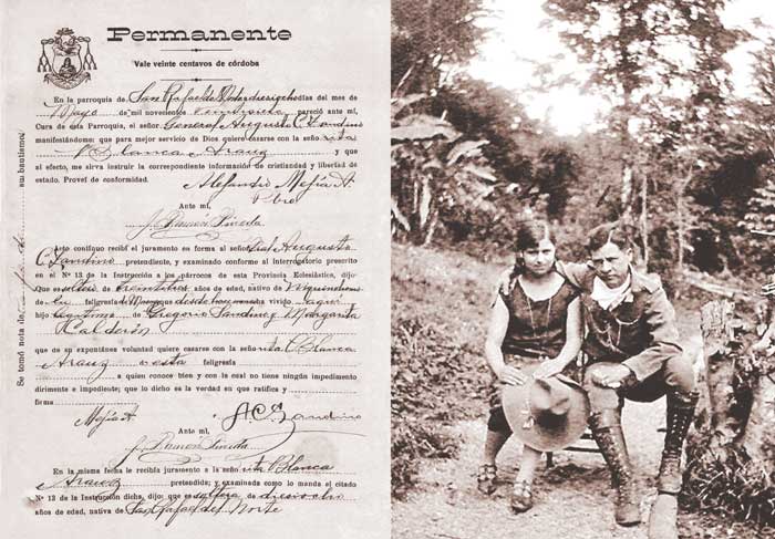 Blanca Stella Aráuz Pineda y Augusto C. Sandino se conocieron en 1927, ese mismo año se casaron 