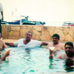 Foto de la piscina; Arnoldo Alemán, Byron Jerez, Alejandro Fiallos,